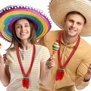 Collar Metálico HLC con Diseño de Chiles para el Festival de Mayo, Cinco de Mayo, Carnaval y Decoración de Fiestas Mexicanas - Product Image 5