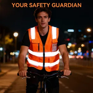Gilet de sécurité multifonctionnel en polyester léger avec fermeture éclair, tricoté/maillé, haute visibilité, réfléchissant, conforme à la norme ANSI Classe <span class=keywords><strong>2</strong></span> - Product Image 5