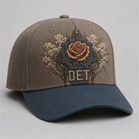 Casquette de baseball personnalisée style Old English, 5 panneaux, visière incurvée, style Dad Hat, streetwear urbain West Coast, vente en gros, faible MOQ
