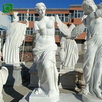 Statue de fille nue en marbre blanc pur, taille réelle, décoration de jardin faite à la main