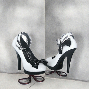 รองเท้าส้นสูงแบบเปิดนิ้วเท้า รุ่น Pole Dance Model Fish Mouth Bow Thin Heels สำหรับฤดูใบไม้ผลิและฤดูใบไม้ร่วง เหมาะสำหรับผู้หญิงและสาวประเภทสอง ทำจากวัสดุ PU กันลื่น มีสีผสม - Product Image 3