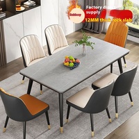 Combinaison Table et Chaises de Salle à Manger Luxe Moderne, Design Simple pour Appartement Compact, avec Plateau en Pierre Légère