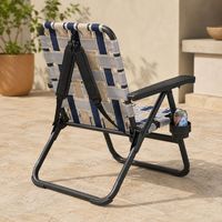 Silla de Jardín Moderna con Correa de Diseño Atractivo, Cintas Tejidas Brillantes y Asiento Plegable para Playa, Ideal para el Patio y el Ocio