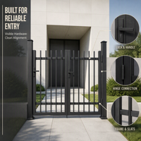 Portail de Jardin Double Battant en Aluminium Blanc Arqué Style Français Élégant, Personnalisé, Anti-Rouille, pour Château