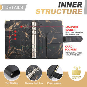 Nuovi prodotti 2022 set di raccoglitori in marmo a6 unici agend journal raccoglitore ad anelli per notebook in pelle raccoglitori economici con buste in contanti - Product Image 6