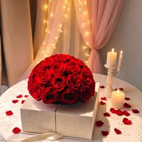 Boîte à fleurs préservées en travertin, seau de luxe en forme de champignon avec roses éternelles, cadeaux personnalisés pour femmes pour la décoration de la maison