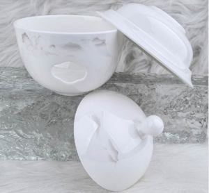 Pot à ragoût en porcelaine fine à bord doré et motif floral, avec couvercle et soucoupe, bol à soupe individuel en céramique avec couvercle pour banquets d'hôtel - Product Image 2