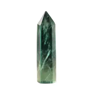Green Fluorite Chakra Healing Crystal Wand Faceted Single Pointed Prism Reiki Crystals Natural Home Decoration Love OPP Bags