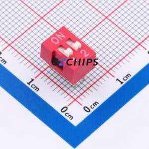 DS-02R DIP Switch Through hole Component (THT)-4P,6.6x9.9mm Switch Flat Toggle, Raised Type Single Pole Single Throw 2 PC Pin - Product Image 1