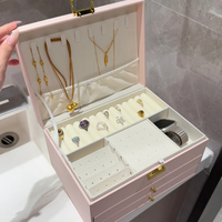 Boîte de rangement de luxe en PU et velours pour bijoux, grand format, idéale pour offrir, pour bagues, boucles d'oreilles, colliers et bracelets