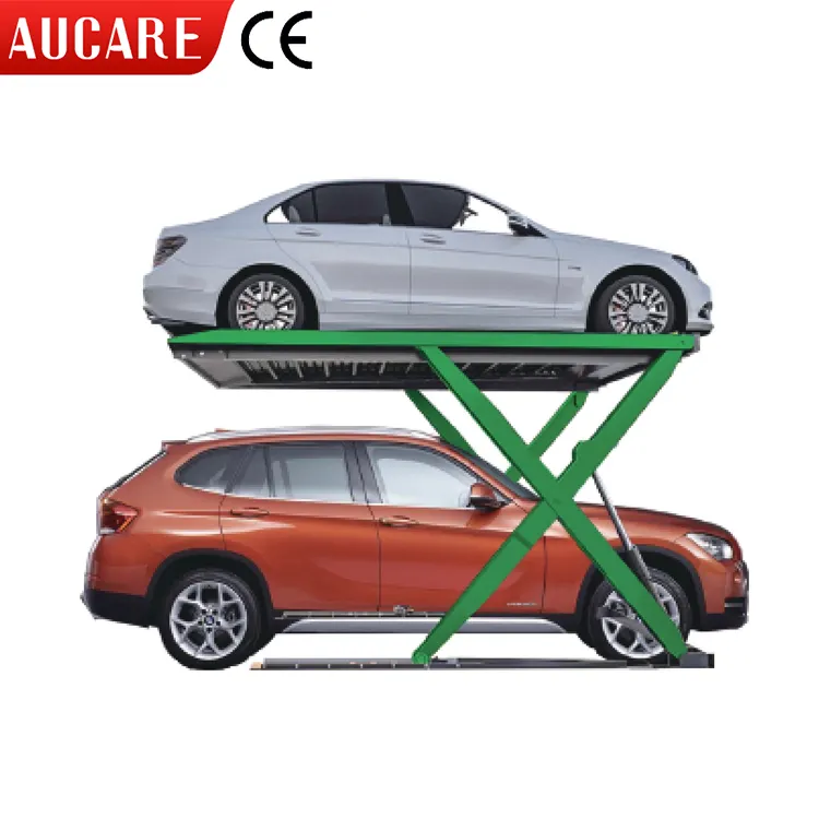 AUCARE 2000kg garage souterrain ciseaux ascenseur de stationnement de voiture stationnaire table élévatrice à ciseaux double pont ascenseur de voiture