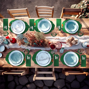 Ensemble de sets de table et de sous-verres en feutre lavable avec motif de plante moderne, design feuille de Monstera - Product Image 5