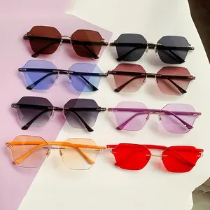 Belles lunettes de soleil sans bords pour femmes, verres solaires, dégradé, à la mode, promotion, élégant, offre spéciale, 2022, 2021