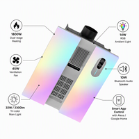 Ventilateur de plafond intelligent 5-en-1 PTC pour salle de bain avec lumière, 1800W, RGB, haut-parleur ambiant, contrôle via application Alexa Google Home