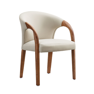 Solid Wood Dining Chair Leather <b>Cushion</b> Curved Backrest Nordic Modern Portable Home Office Wholesale Customizable Restaurants - Product Image 1