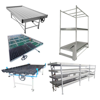 Table de culture hydroponique commerciale pour pépinière, système de marée basse, 4x8, avec bancs roulants sur rail