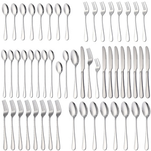 40Piece Bạc Flatware Set thiết lập dao kéo, ăn uống đồ dùng cho thép không gỉ Nhà bếp khách sạn nhà hàng cắm trại - Product Image 1