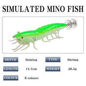 Señuelo de camarón Ytqhxy de 11.7cm y 20.5g, cebo de fondo de patas blandas con anzuelo explosivo para pesca de camarón, 8 unidades - Product Image 5