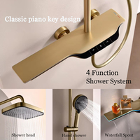TangGao Luxe Or LED Affichage Salle De Bains Robinets Chaud Froid Cascade Douche Montage Mural Poli Piano Style Pluie Massage Hôtels