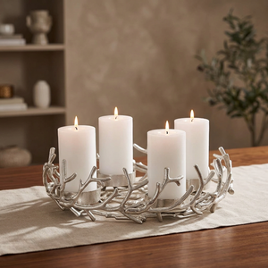 Candelabro Ritual de Cinco Brazos, Plateado, Metálico, Soporte para Velas, Decoración Duradera para el Hogar - Product Image 6
