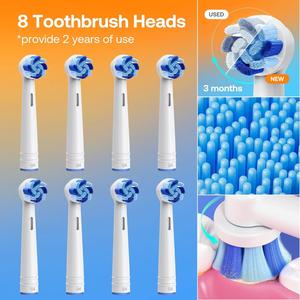 Cepillo de Dientes Eléctrico Giratorio con 8 Cabezales Suaves, Resistente al Agua IPX7, Blanqueamiento Dental y 5 Modos - Product Image 3