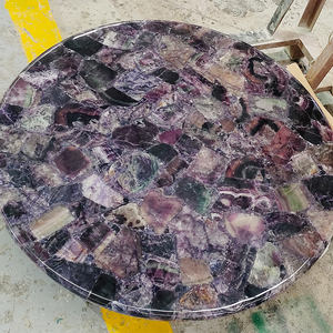 <span class=keywords><strong>Mesa</strong></span> redonda de piedra de cuarzo fluorita de cristal púrpura de resina epoxi pulida - Product Image 3