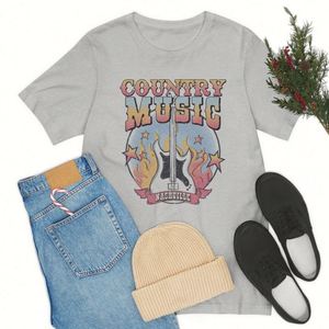 Nashville Country Music Graphic T-<b>Shirts</b> Women Vintage Guitar Print Loose-Fitting Casual 100% Cotton Jersey 180 Gram Short <b>Shirt</b> - Product Image 5