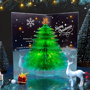 Kirigami giấy 3D laser cắt giáng sinh vui vẻ cây thiệp chúc mừng quà tặng giáng sinh trang trí lời mời Cảm ơn bạn thẻ phong bì - Product Image 2