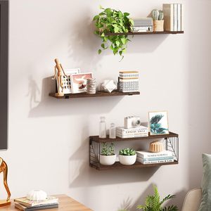 Hot Sell <strong>Dark</strong> Brown <strong>Wooden</strong> Wall Mounted <strong>Shelf</strong> Mroden Style Eco-friendly Floating <strong>Shelves</strong> for Bathroom Living Room Office - Product Image 5