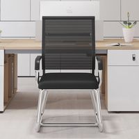 Chaise de bureau ergonomique confortable en maille, pour ordinateur, maison, conférence, étudiant, dortoir, avec accoudoirs fixes et structure en plastique, stationnaire