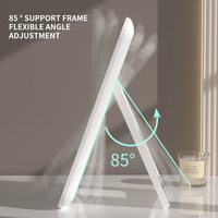 Miroir de maquillage LED pliable de table, carré, en verre, rechargeable par USB, finition argentée, écran tactile portable, marque personnalisée, vente en gros