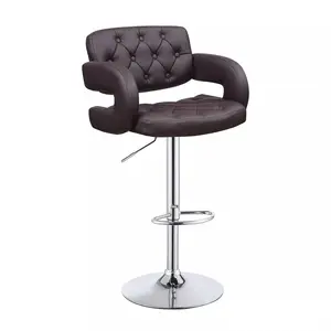 Factory Modern Adjustable PU Faux Leather Black Bar Stool Chair Used For Kitchen Wine Bar Restaurant Coffee Shop