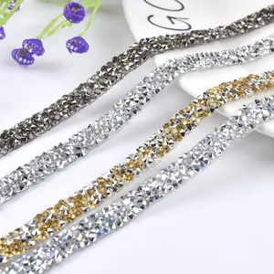 Iron On Chain Crystal Trim Clothing diamond mix Color bridal Hot Fix Rhinestone decorative Trimming