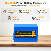 Baterai Lithium 48V Dapat Diisi Ulang dengan Pengisi Daya 42V Terintegrasi BMS 30A Kompatibel dengan Motor Sepeda Listrik 0-1000W Proyek DIY