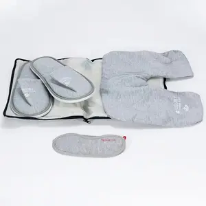 Kit de accesorios para viaje de avión, incluye almohada inflable, máscara para los ojos, zapatillas, Kit de viaje para dormir