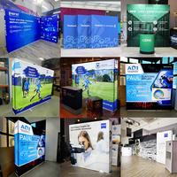 Support de toile de fond pop-up avec bannière en tissu pour les salons professionnels, équipement d'exposition, stand publicitaire, lancement de conférence, affichage