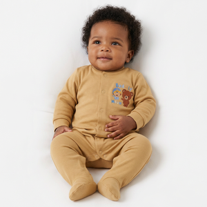 Ropa de bebé de algodón orgánico, peleles para niñas, monos para recién nacidos, productos de ropa para niños, peleles de algodón orgánico teñidos con Pantone. - Product Image 1