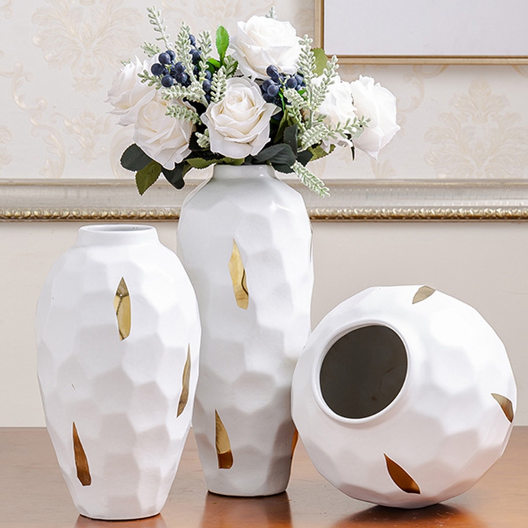 Creative modern design of flower arrangement porcelain vase home decoration white ceramic vase