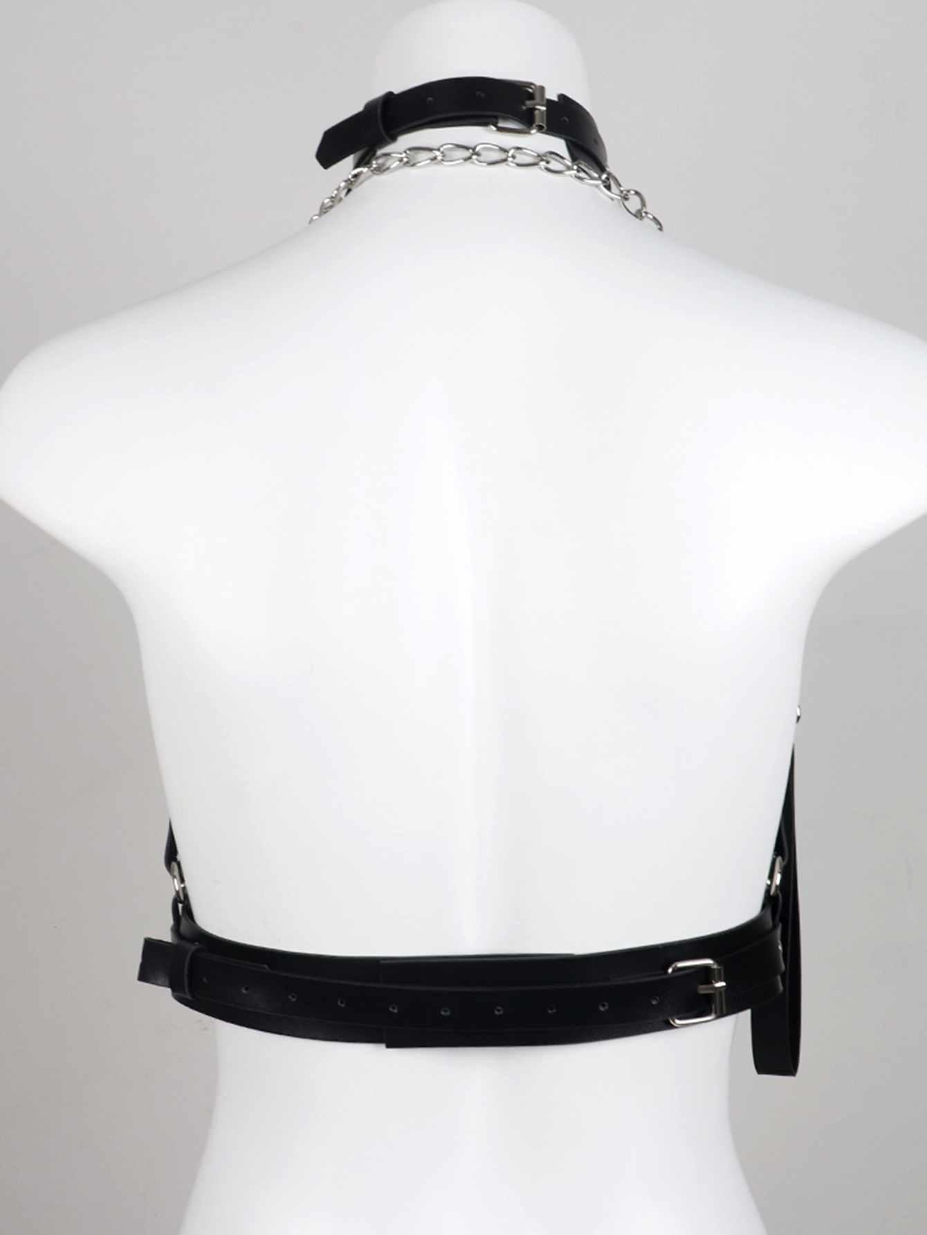 Black Leather Waist Belt Tassel Belly Dance Rave Party Cosplay Bondage BDSM NWT Bondage Belt Black Leather & Rose Gold | Handcrafted Triple  main image 4
