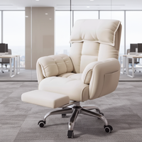 Chaise de bureau pivotante ergonomique moderne blanche en vente chaude, confort luxueux en peluche avec roulettes pour le bureau, le salon, en tissu