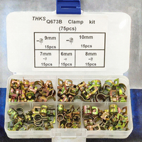 Kits de colliers de serrage à ressort élastique double en acier au carbone galvanisé 6-10 mm, 75 pièces, pinces automobiles, collier de serrage de tuyau de carburant de style japonais