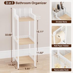 Soporte <span class=keywords><strong>de</strong></span> papel para <span class=keywords><strong>secador</strong></span> <span class=keywords><strong>de</strong></span> pelo <span class=keywords><strong>de</strong></span> metal y madera <span class=keywords><strong>de</strong></span> 3 niveles, delgado, <span class=keywords><strong>de</strong></span> <span class=keywords><strong>pie</strong></span>, para espacios estrechos, organizador lateral para inodoro y baño, para el hogar - Product Image 3