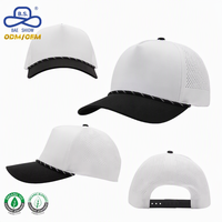 Casquette de baseball personnalisée à 5 panneaux avec perforations laser OEM, respirante, pour le golf et le sport, style snapback bicolore, vente en gros