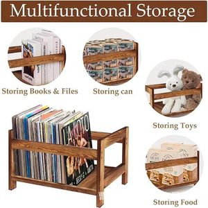 Wooden Vinyl <b>Record</b> And Cd Storage <b>Rack</b> For Office Study Display Multipurpose Portable With One Layer Design - Product Image 4
