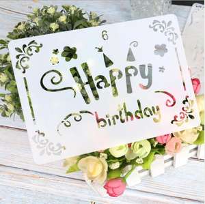 12.5*18cm <span class=keywords><strong>joyeux</strong></span> <span class=keywords><strong>anniversaire</strong></span> dessin pochoirs dessin modèle règle pour cartes-cadeaux enfants - Product Image 2