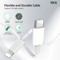 Câble de charge rapide USB C vers 8 broches 3A 480 Mbps avec coque ABS pour smartphones et tablettes