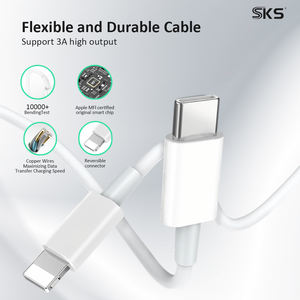 Câble de charge Type-C vers 8 broches - CM-8P, <span class=keywords><strong>coque</strong></span> ABS, charge rapide 3A, <span class=keywords><strong>cordon</strong></span> de données pour smartphones, tablettes et imprimantes (1 mètre) - Product Image 2