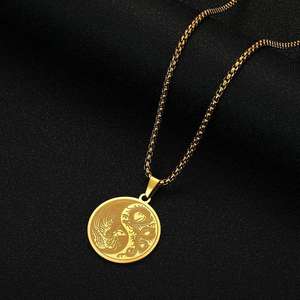 สร้อยคอจี้มังกรหยินหยางสแตนเลสสตีลและฟีนิกซ์เครื่องประดับสัญลักษณ์สไตล์จีนทันสมัยสำหรับผู้ชายผู้หญิง - Product Image 3