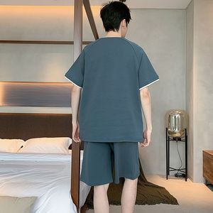 Verano nuevo algodón hombres <span class=keywords><strong>pijamas</strong></span> cuello redondo moda Casual suave cómodo transpirable fresco guapo hogar <span class=keywords><strong>Pijamas</strong></span> - Product Image 4