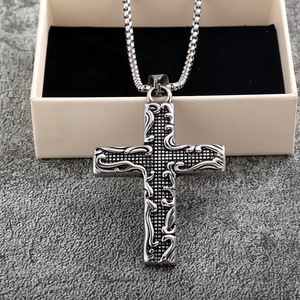 Stainless Steel <b>Cross</b> Pendant Necklace Unisex Everyday Wear Geometric Design Asymmetry Pattern 20507 - Product Image 1